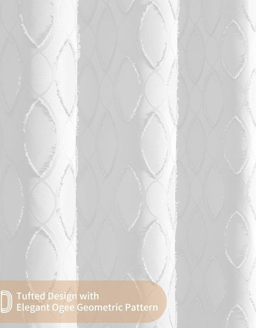 Load image into Gallery viewer, QiyI White Small Stall Shower Curtain Tassel Tufted Geometric 36x72 Inch
