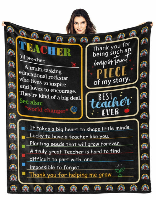 Load image into Gallery viewer, GEIFIN Flannel, Throw Blanket, Teacher Gifts, 60x80 inches, Black, Letter Print
