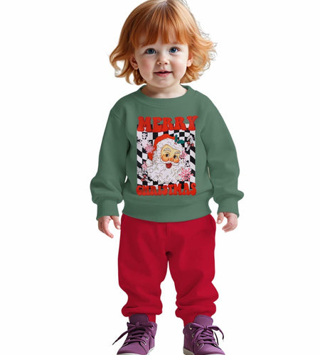 C&M WODRO Toddler Christmas Santa Sweatshirt Pants Set Green Size 5-6 Years