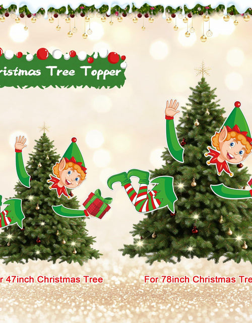 Load image into Gallery viewer, Lonfliness Elf Christmas Tree Topper 4pcs Xmas Holiday Decor Set
