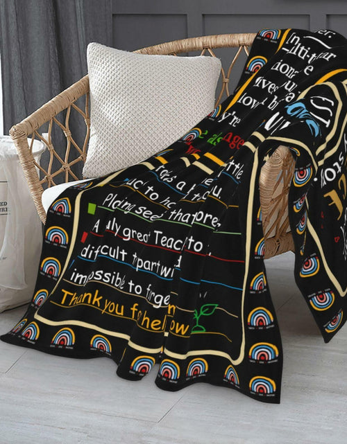 Load image into Gallery viewer, GEIFIN Flannel, Throw Blanket, Teacher Gifts, 60x80 inches, Black, Letter Print
