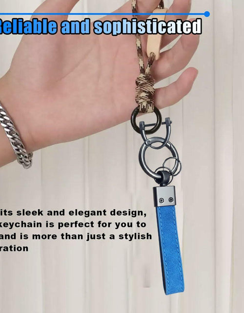 Load image into Gallery viewer, KITUREK Leather Car Fob Keychain 360° Rotatable Anti-lost D Ring Coffee
