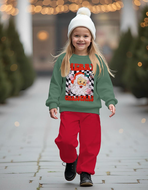 Load image into Gallery viewer, C&amp;M WODRO Toddler Christmas Santa Sweatshirt Pants Set Green Size 5-6 Years
