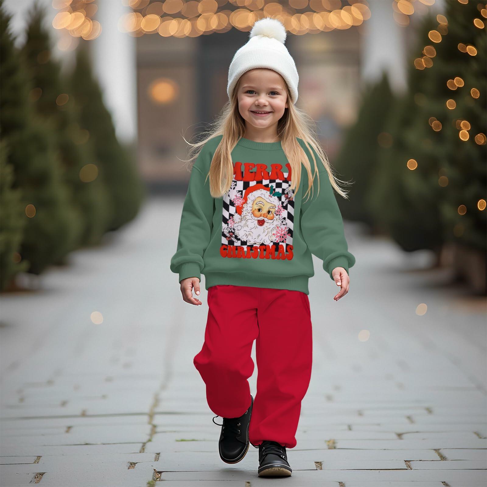 C&M WODRO Toddler Christmas Santa Sweatshirt Pants Set Green Size 5-6 Years
