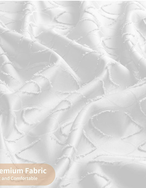 Load image into Gallery viewer, QiyI White Small Stall Shower Curtain Tassel Tufted Geometric 36x72 Inch
