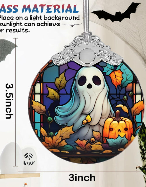 Load image into Gallery viewer, Christmas Ornament Stained Glass Ghost with Pumpkin Holiday Decoration
