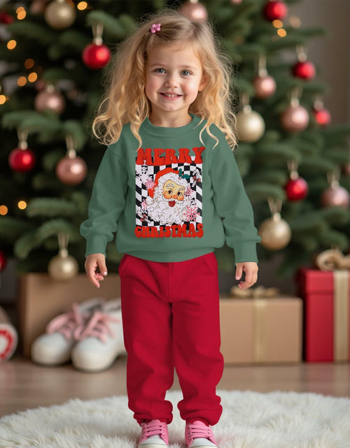 Load image into Gallery viewer, C&amp;M WODRO Toddler Christmas Santa Sweatshirt Pants Set Green Size 5-6 Years
