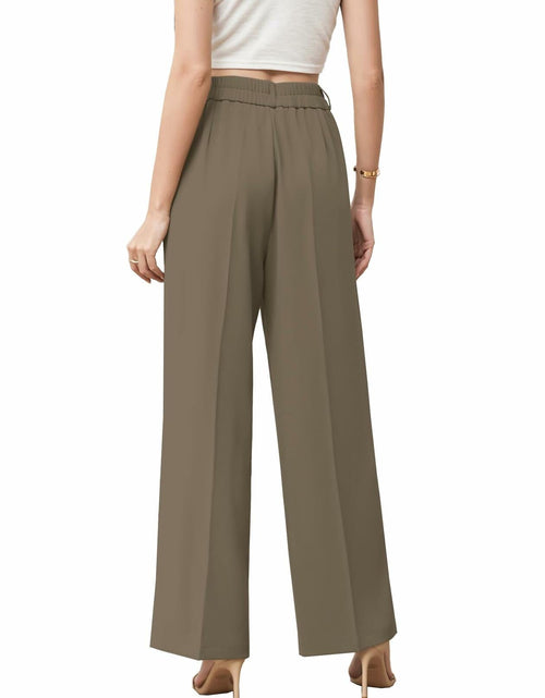 Load image into Gallery viewer, Betusline Womens Business Casual Wide Leg Long Dress Pants Brown Size Small
