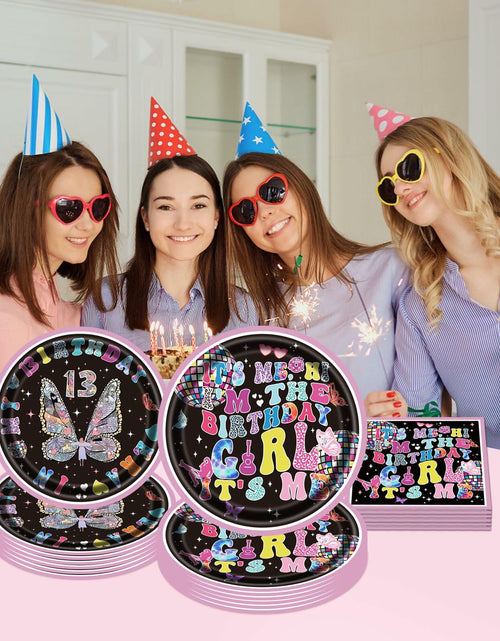 Load image into Gallery viewer, Its Me Birthday Girl Tableware Plates Napkins Party Supplies Pink 24 Count
