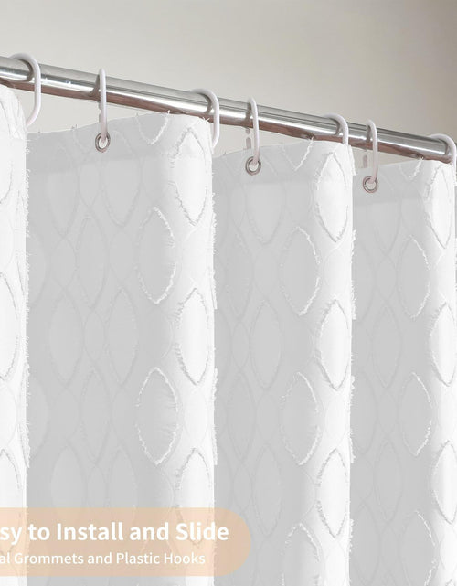 Load image into Gallery viewer, QiyI White Small Stall Shower Curtain Tassel Tufted Geometric 36x72 Inch
