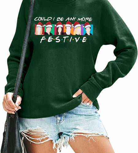 FASHGL Christmas Friends Sweatshirt Women Green Long Sleeve XX Large