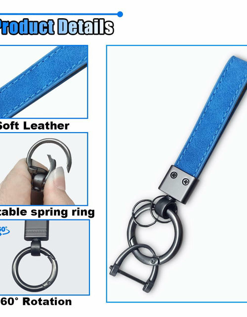 Load image into Gallery viewer, KITUREK Leather Car Fob Keychain 360° Rotatable Anti-lost D Ring Coffee
