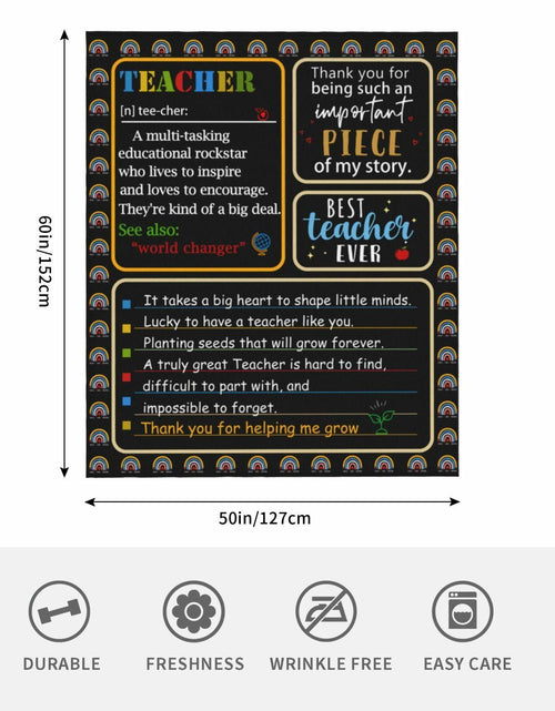 Load image into Gallery viewer, GEIFIN Flannel, Throw Blanket, Teacher Gifts, 60x80 inches, Black, Letter Print
