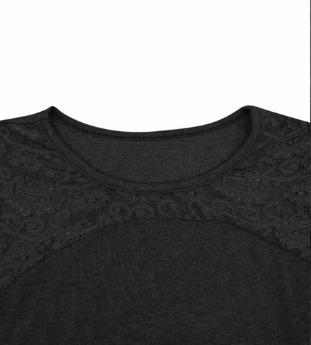 Uincloset Women's Long Sleeve Lace Crochet Tunic Blouse Black Size Small