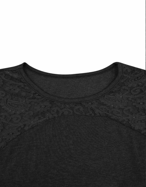 Load image into Gallery viewer, Uincloset Women's Long Sleeve Lace Crochet Tunic Blouse Black Size Small
