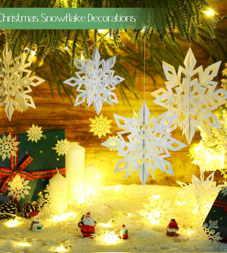 Fullhawl 3D Snowflake Christmas Ornaments Set 12 Pcs Silver Decoration