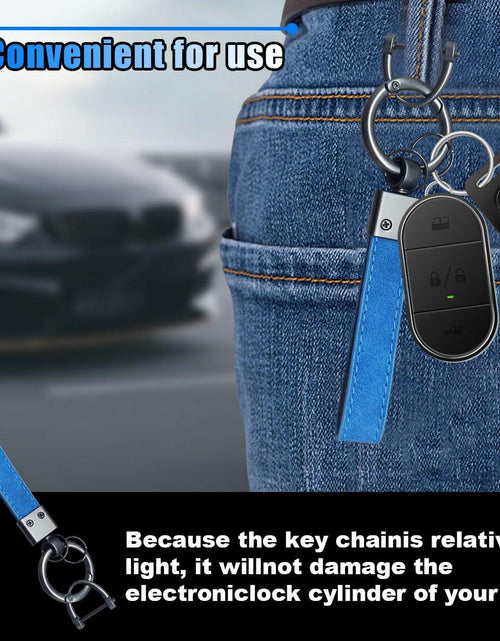 Load image into Gallery viewer, KITUREK Leather Car Fob Keychain 360° Rotatable Anti-lost D Ring Coffee
