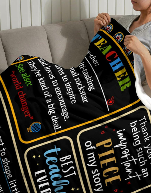 Load image into Gallery viewer, GEIFIN Flannel, Throw Blanket, Teacher Gifts, 60x80 inches, Black, Letter Print

