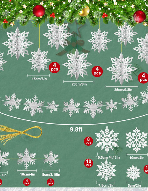 Load image into Gallery viewer, Fullhawl 3D Snowflake Christmas Ornaments Set 12 Pcs Silver Decoration
