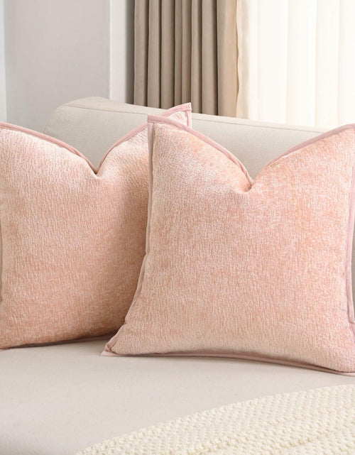 Load image into Gallery viewer, FUTEI Pink Chenille Throw Pillow Covers 22x22 Inch Set of 2 Soft Cozy Edge
