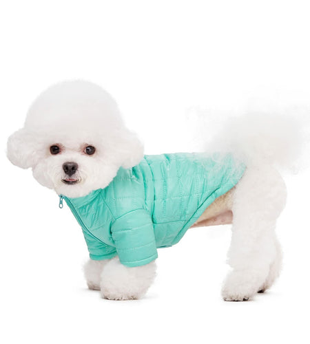 Miaododo Winter Dog Coat Windproof Cotton-Padded High Collar Size L- Black