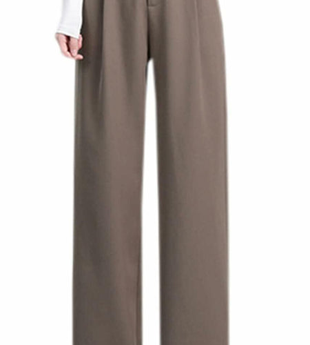 Betusline Womens Business Casual Wide Leg Long Dress Pants Brown Size Small