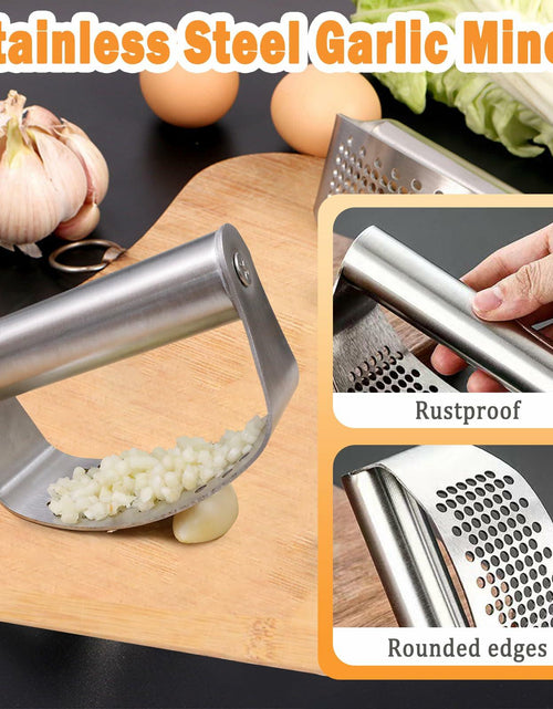 Load image into Gallery viewer, FATUXZ 3-Piece Stainless Steel Garlic Press Set with Silicone Peeler
