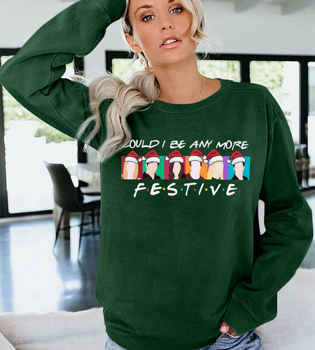 FASHGL Christmas Friends Sweatshirt Women Green Long Sleeve XX Large