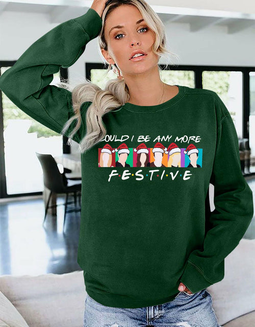 Load image into Gallery viewer, FASHGL Christmas Friends Sweatshirt Women Green Long Sleeve XX Large
