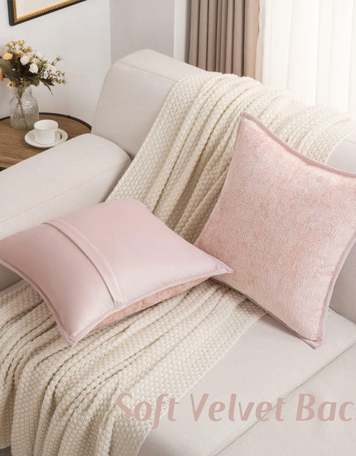 Load image into Gallery viewer, FUTEI Pink Chenille Throw Pillow Covers 22x22 Inch Set of 2 Soft Cozy Edge

