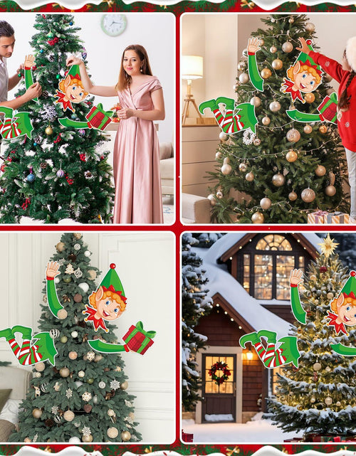 Load image into Gallery viewer, Lonfliness Elf Christmas Tree Topper 4pcs Xmas Holiday Decor Set
