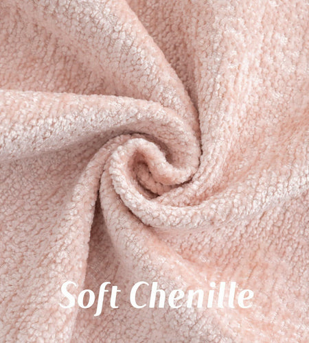 FUTEI Pink Chenille Throw Pillow Covers 22x22 Inch Set of 2 Soft Cozy Edge