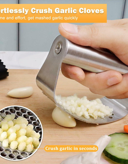 Load image into Gallery viewer, FATUXZ 3-Piece Stainless Steel Garlic Press Set with Silicone Peeler
