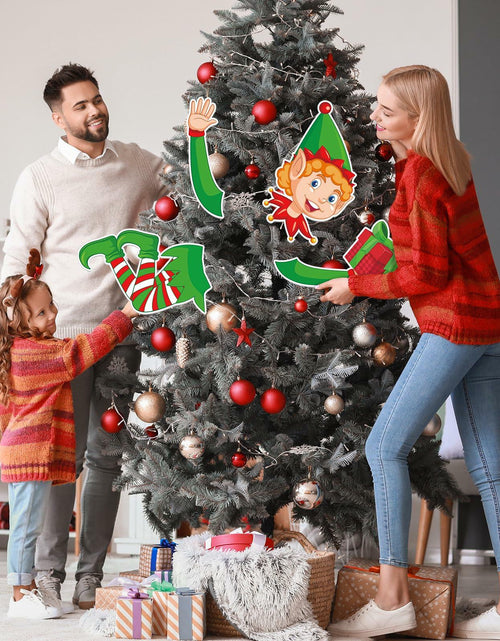 Load image into Gallery viewer, Lonfliness Elf Christmas Tree Topper 4pcs Xmas Holiday Decor Set
