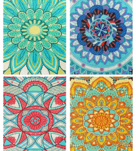 Tioncy 4 Pcs Diamond Painting Kits 11.8x15.8in Mandala Flower Wall Art