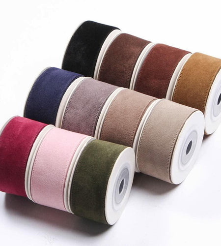 LATUROP Double Face Velvet Ribbon 1in x 10yd Black for DIY Crafts