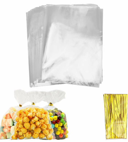 Clear Cellophane Gift Bags 5x7 Inch 200 Pcs with Twist Ties