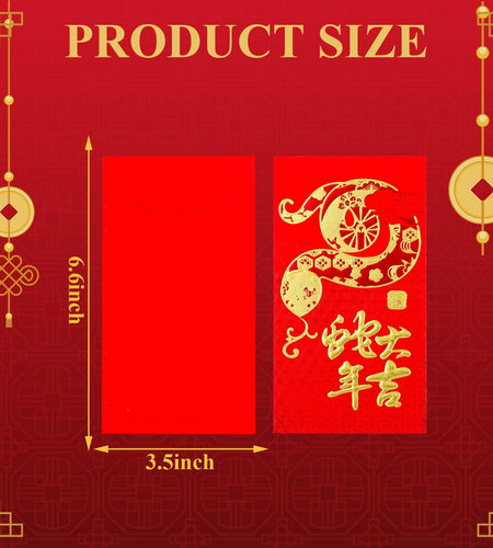 Marspark 36pcs 2025 Lunar Snake Year Red Envelopes Lucky Money Red