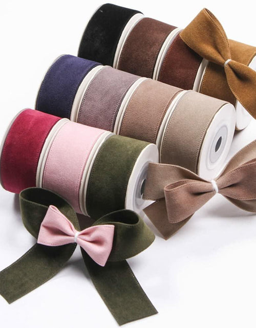 Load image into Gallery viewer, LATUROP 1in Rose Red Double Face Velvet Ribbon 10 Yards Roll for Crafts
