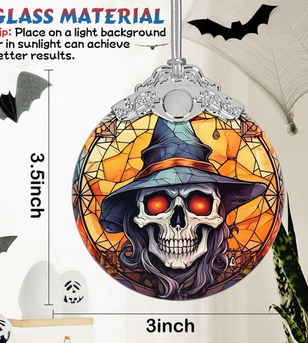 Terrifying Skull Christmas Ornament Stained Glass Holiday Decoration