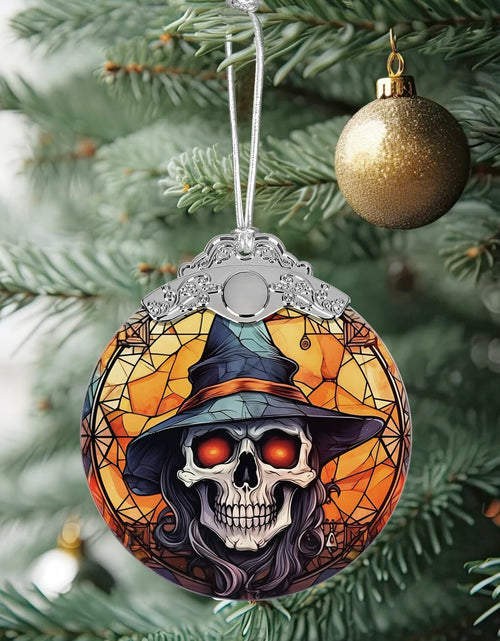 Load image into Gallery viewer, Terrifying Skull Christmas Ornament Stained Glass Holiday Decoration
