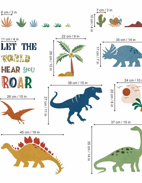 Load image into Gallery viewer, decalmile Boho Dinosaur Wall Decals Dino Palm Tree Baby Nursery Decor
