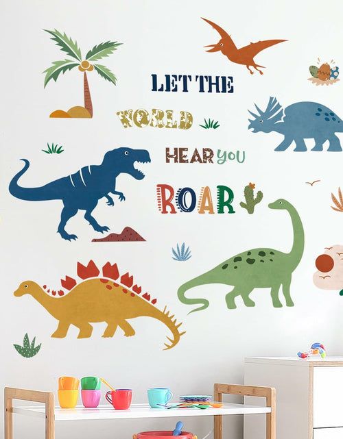 Load image into Gallery viewer, decalmile Boho Dinosaur Wall Decals Dino Palm Tree Baby Nursery Decor
