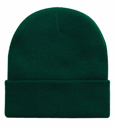 ZOORON Acrylic Knit Cuffed Beanie Hat Unisex Dark Green