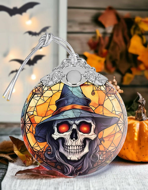 Load image into Gallery viewer, Terrifying Skull Christmas Ornament Stained Glass Holiday Decoration
