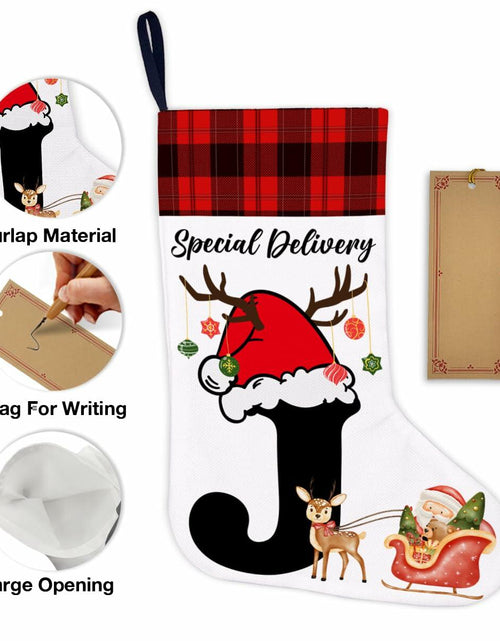 Load image into Gallery viewer, TSUYAWU Letter J Christmas Stocking Holiday Decoration 18x12 Inch
