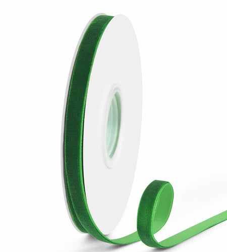 VISPAD Forest Green Velvet Ribbon 3/8in x 10yd Single Face 1 Roll