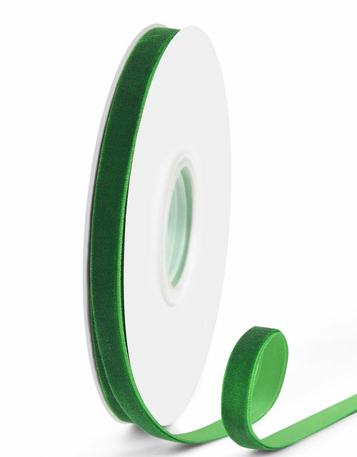 Load image into Gallery viewer, VISPAD Forest Green Velvet Ribbon 3/8in x 10yd Single Face 1 Roll
