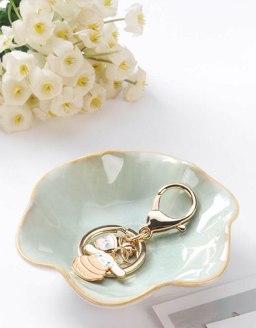 Load image into Gallery viewer, 2PCS Lotus Leaf Ring Holder Dish Ceramic Trinket Tray White Light Green
