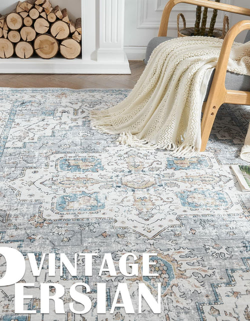 Load image into Gallery viewer, jinchan Washable 3x5 Tribal Area Rug Non Slip Red Blue
